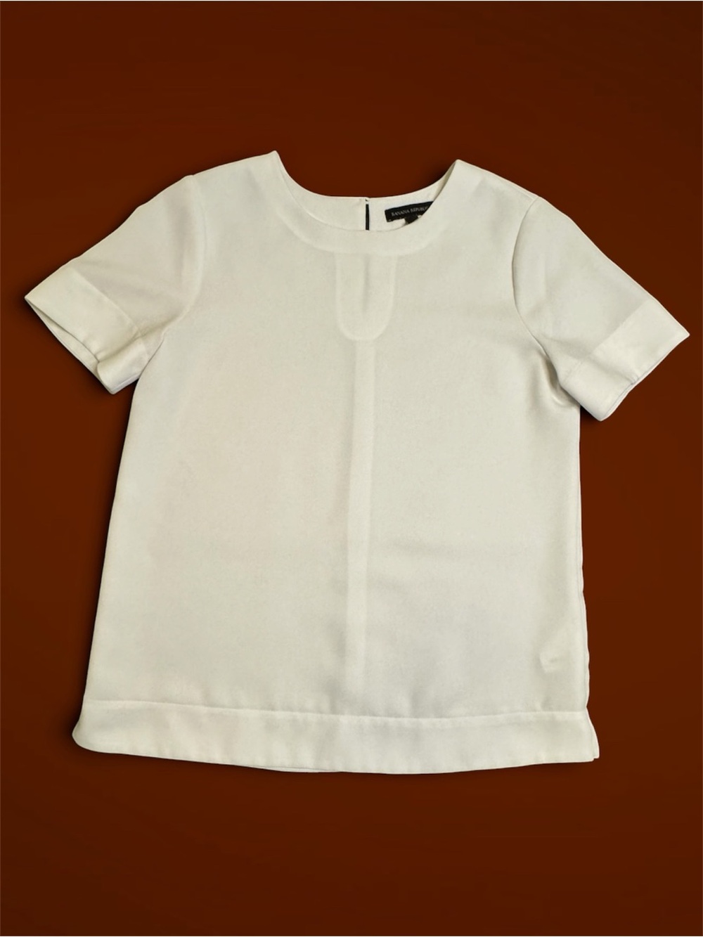 Banana Republic White Short-Sleeve Crewneck Blouse sz S